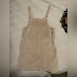 American Eagle Tan and cream corduroy overall dress #kidcore